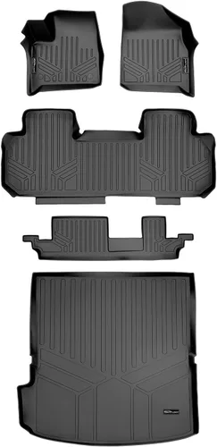 Miniatura 33 de SMARTLINER Juego de alfombrillas de piso de 2 filas compatibles con Chevrolet Traverse 2011-2017