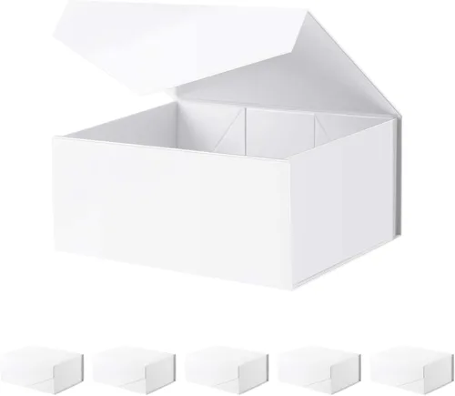 Miniatura 15 de BLK&WH Caja de regalo de 9 x 6.5 x 3.8 pulgadas, caja de regalo negra, caja de padrino, caja plegable con tapa de cierre magnético para embalaje