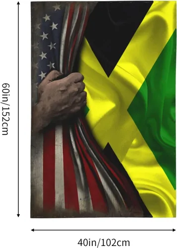 Miniatura 7 de Tapiz de mitad de bandera estadounidense y bandera de Jamaica de 60 x 40 pulgadas, divertido tapiz estético, arte de pared para dormitorio, sala