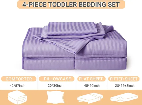 Miniatura 2 de ZPECC Juego de ropa de cama para niños pequeños, juego de ropa de cama hipoalergénico para cuna de bebé de 4 piezas para niños y niñas, incluye