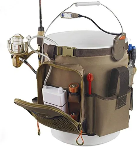 Rio salvaje por CLC Custom Leathercraft WL3506 - Tackle Tek Rigger- Organizador de cubeta iluminado con soporte para pinzas y cordón retráctil (no