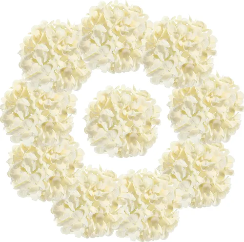 Miniatura 16 de Cabezas de hortensias de seda con tallos de flores artificiales para decoración del hogar, boda, paquete de 10 unidades (rosa melocotón)