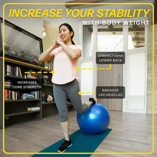 Miniatura 2 de 26 Inch Exercise Ball, Yoga Ball for Workout, Balance Stability, Fitness Ball for Office, Home, Gym, Balance Balls with Quick Pump
