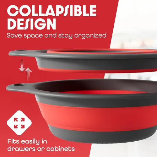 Miniatura 2 de Gevoli - Colador con base autodrenante (5QT) para sobre el fregadero, juego de colador plegable de cocina con base de drenaje lateral para pasta
