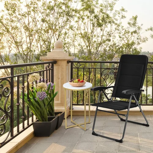 Miniatura 9 de S AFSTAR Sillas plegables para patio, juego de 4 sillas portátiles con reposabrazos y respaldos ajustables para césped, piscina, balcón (4)