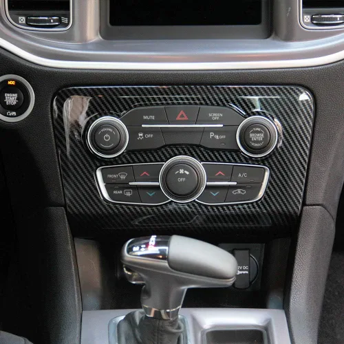 Miniatura 3 de Crosselec - Cubierta de panel de control central de fibra de carbono para aire acondicionado A/C para Dodge Charger 2015+ (Negro)