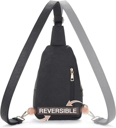 Miniatura 68 de Telena Riñonera pequeña para mujer, de cuero, cangureras, bolsa de pecho para mujer