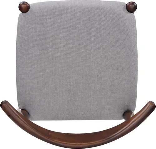 Miniatura 9 de Sandra Grey set de 2 sillas modernas, para comedor, estilo mediados de siglo, de tela color gris y madera de nogal.
