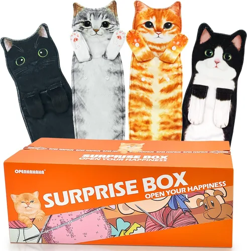 Miniatura 10 de PAT JUUMG - Toallas graciosas de mano con forma de gato para decoración de baño y cocina, toallas decorativas colgantes para la cara, súper