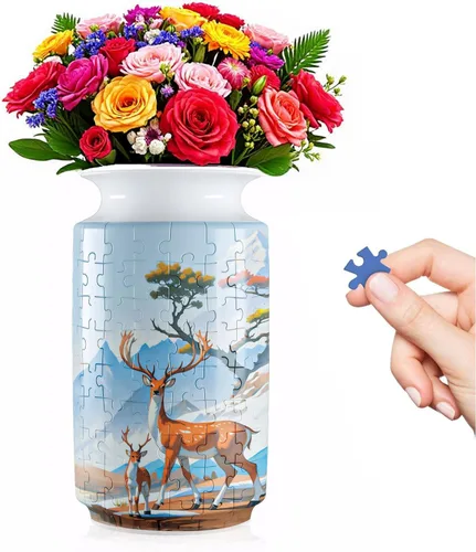 Jarrón de rompecabezas 3D para adultos, 162 piezas de plástico curvado único, regalo de inauguración de la casa para arreglos florales y decoración