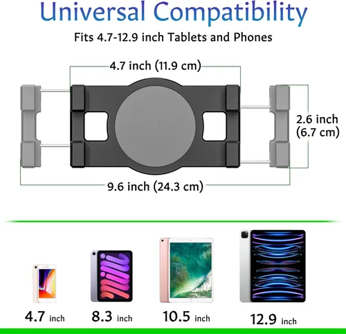 Miniatura 3 de Soporte de pared para iPad, soporte de pared para tableta, soporte giratorio de 360°, brazo de inclinación horizontal/vertical de 180°, compatible