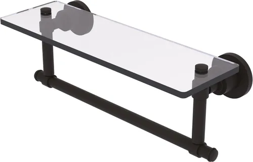 Miniatura 5 de Allied Brass WS-1TB/16-SN Estante de vidrio con toallero, 16 pulgadas x 5 pulgadas Níquel Satinado