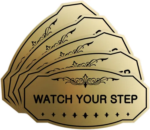 Miniatura 72 de Signs ByLITA Victorian Watch Your Step - Letrero de pared o puerta Material duradero y fácil instalación Señalización de seguridad (negro)