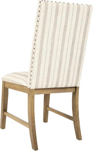 Miniatura 133 de Homepop Silla de comedor con detalles festoneados, sillas de comedor Parsons tapizadas, muebles decorativos para el hogar, tejido gris claro