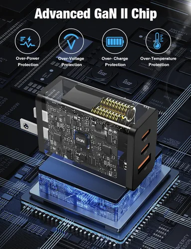 Miniatura 4 de Paquete de 2 bloques de cargador de pared USB C de 65 W, adaptador de carga USB C de 3 puertos de 100 W tipo C de carga súper rápida para MacBook