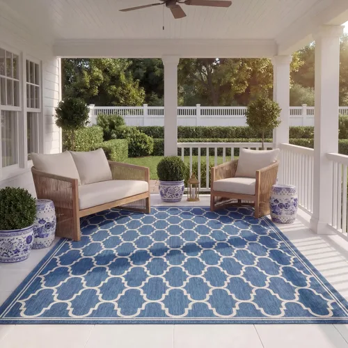Miniatura 5 de SAFAVIEH Courtyard Collection - Alfombra decorativa de 4 x 5 pies 7 pulgadas, amarillo y beige, no desprende pelusa y de fácil cuidado