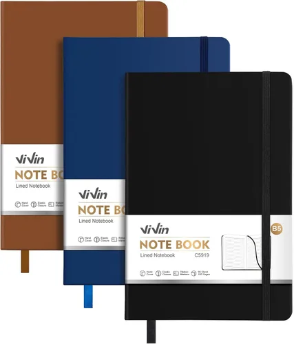 Miniatura 10 de ViVin Cuaderno A4 con rayas universitarias para el trabajo, diario de tapa dura de cuero de 8.5 x 11 pulgadas, 192 páginas, cuaderno rayado