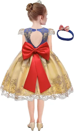 Miniatura 5 de HOIZOSG Vestido de bautizo para niñas cumpleaños boda fiesta graduación bordado de encaje bautizo lazo tutú con tocado