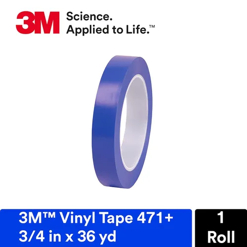 Miniatura 2 de Cinta de vinilo color índigo 3M 471+ PN2510, empacado de forma conveniente (empaque de 1 unidad), Azul, 1