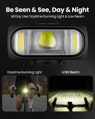 Miniatura 2 de Magicshine Hori 900 Compatible with Garmin/Wahoo Bike Computer Dual Mounted Bike Light 900 Lumens Super Bright Independent DRL Fast USB-C Charging