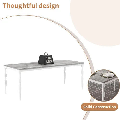 Miniatura 5 de Mesa de comedor rectangular para 6, 71 pulgadas, mesa de cocina rústica de granja con mesa grande, mesa de comedor larga de madera con patas