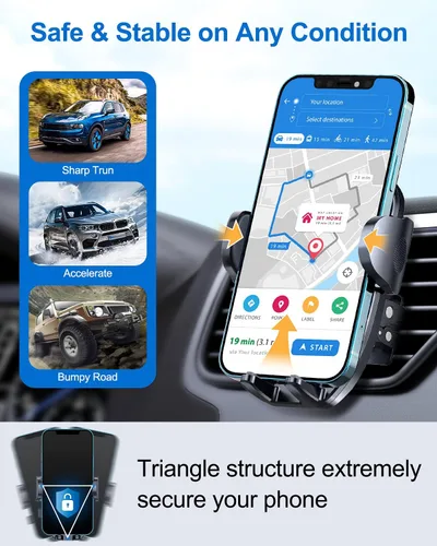 Miniatura 8 de vanva Soporte universal para ventilación de aire, compatible con teléfonos grandes y funda gruesa: soporte para teléfono celular para automóvil