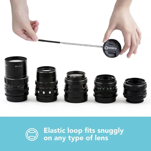 Miniatura 4 de Foto&Tech Correa con tapa para lente de cámara con cuerda elástica, compatible con cámaras DSLR SLR Evil sin espejo universales (x3)
