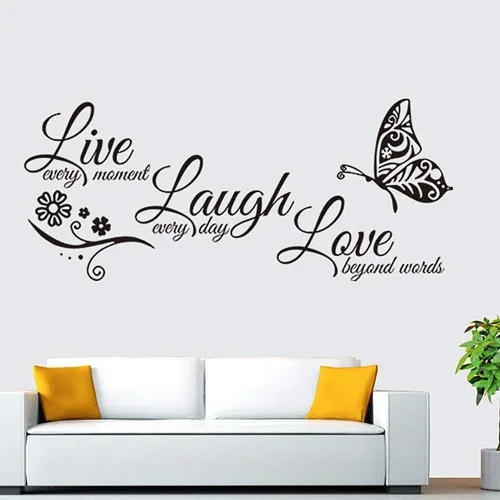 Miniatura 3 de Live Love Laugh - Juego de 3 calcomanías motivacionales para pared, calcomanías de pared inspiradoras para la familia (18 x 39 pulgadas, negro)