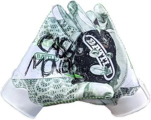 Miniatura 41 de Battle Sports - Guantes de fútbol americano para receptor abierto con dorso de mano, ultraadherentes y con agarre, antideslizantes, para adultos