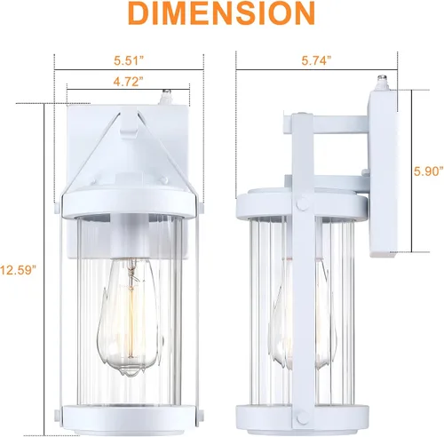 Miniatura 6 de LONEDRUID Paquete de 2 lámparas de pared para exteriores, con sensor de anochecer a amanecer, lámpara de pared blanca para exteriores, farolillos