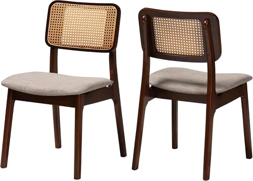 Miniatura 11 de Baxton Studio Dannon - Juego de 2 sillas de comedor, color crema/negro/marrón claro