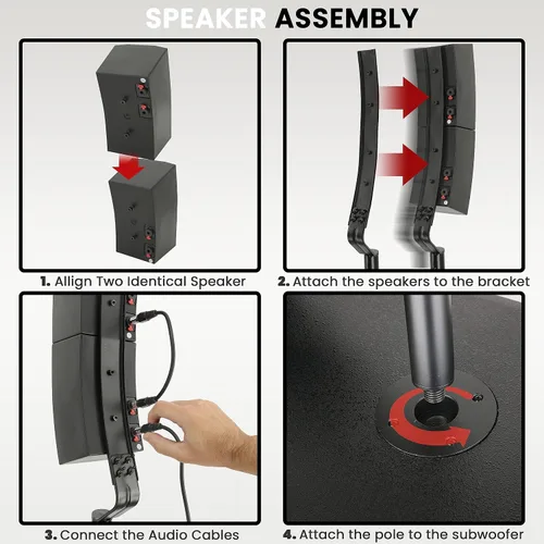 Miniatura 7 de Pyle Altavoz de columna Line Array - Sistema de sonido profesional y compacto con subwoofer de altavoz de 12 pulgadas, transmisión, amplificador