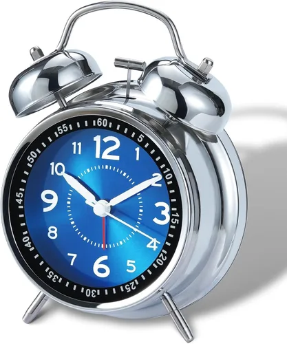 Miniatura 8 de AKCISOT - Reloj despertador de alarma fuerte para personas con sueño profundo, 11,43 cm de reloj analógico de campana doble de metal, funciona