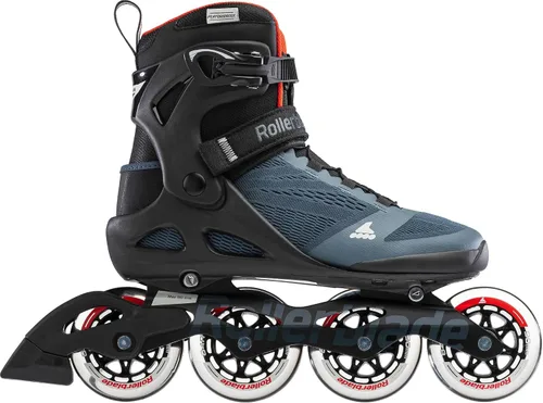 Miniatura 3 de Rollerblade Macroblade 90 Patines en línea de fitness para hombres adultos, Azul Orión/Naranja Picante, Patines en línea de rendimiento