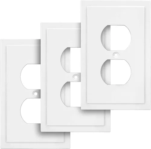 Miniatura 88 de Henne Bery Placa decorativa de pared con borde moderno, tapa de tomacorriente para cubrir enchufe, aleación de zinc maciza duradera