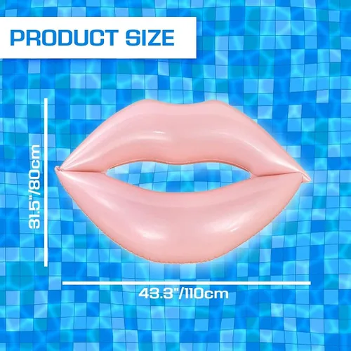 Miniatura 2 de Flotador gigante para piscina de labios de natación – 43.3 x 31.5 pulgadas, flotador gigante de labios rosados, tumbona de agua para adultos, gran
