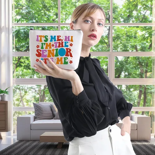 Miniatura 5 de WCGXKO Senior Class Of 2025 Gift It's Me Hi I'm The Senior It's Me - Bolsa de maquillaje con cremallera, EL MAYOR, Cremallera