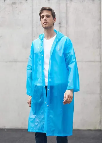 Miniatura 28 de Cosowe Ponchos de lluvia reutilizables para adultos, 2 piezas impermeables de emergencia para mujeres y hombres con capucha y cordón