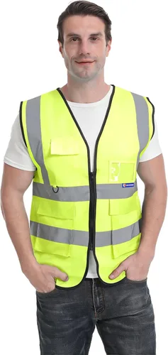 Miniatura 6 de BeautyWill Chaleco de seguridad personalizado con logotipo reflectante de alta visibilidad Clase 2 de alta visibilidad Seguridad Chaleco de trabajo