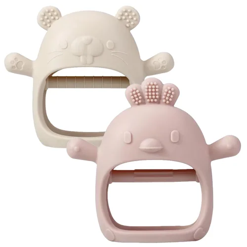 Miniatura 9 de Paquete de 2 juguetes mordedores para bebés, guantes de silicona sin BPA para necesidades de succión, juguetes de dentición para bebés de 0 a 3 a 6