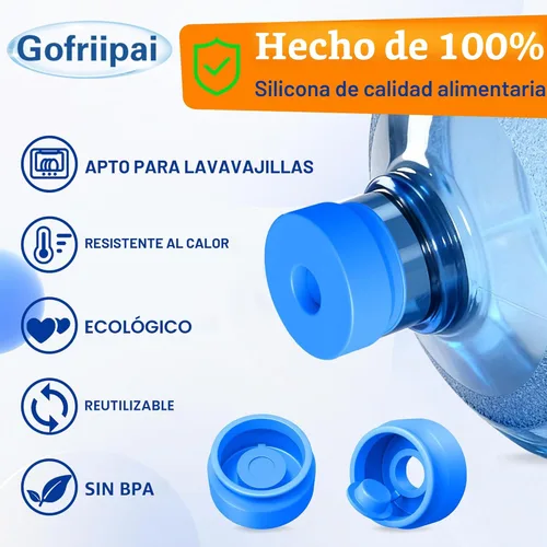 Miniatura 5 de Gofriipai 3 y 5 tapas de jarra de agua de galón, tapa de reemplazo reutilizable de silicona, tapas de botella sin derrames para tapas dispensadoras