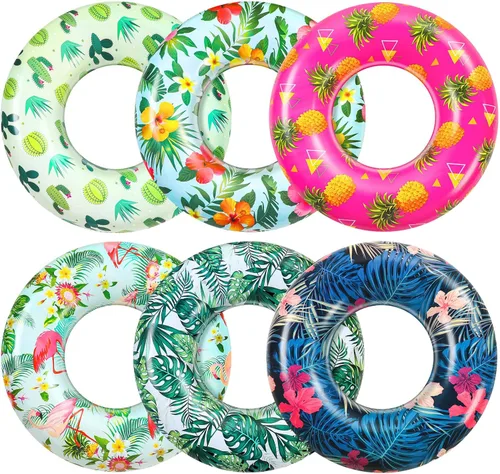 Poen Flotadores grandes de piscina de 32 pulgadas con hojas tropicales, tubos inflables para piscina, anillos de piscina para adultos, suministros