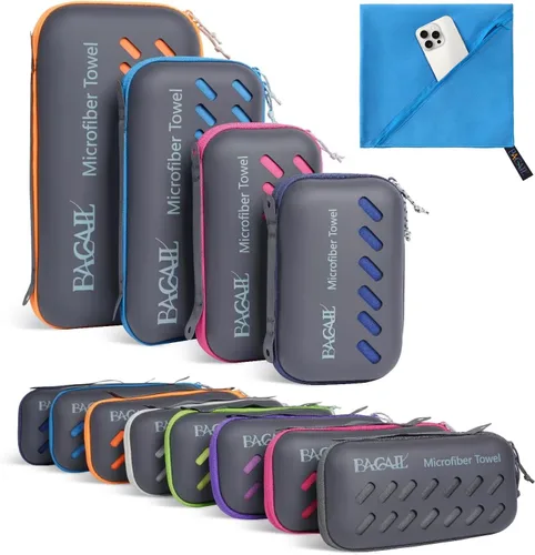 Miniatura 20 de BAGAIL - Toalla de camping con funda de EVA, toalla de viaje de microfibra compacta y ultrasuave, toalla de viaje súper absorbente y ligera de Gris