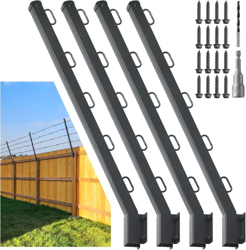 Miniatura 17 de Extensor de poste de valla, alambre de púas de 23.5 pulgadas, brazo extendido, para cercas exteriores para aumentar la altura, proteger