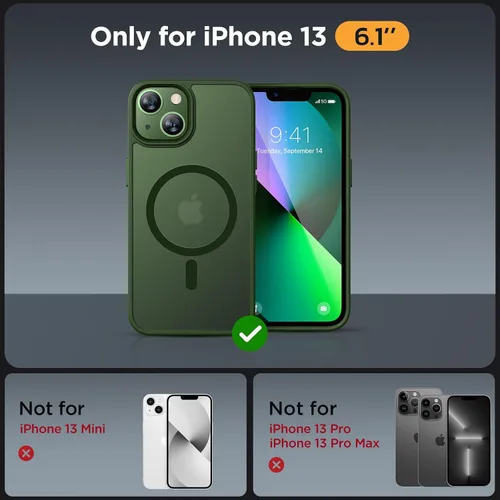 Miniatura 2 de Miracase - Funda magnética para iPhone 13 de 6.1 pulgadas (compatible con MagSafe) (con 2 protectores de pantalla), protección de grado militar