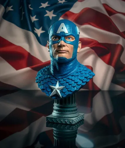 Miniatura 4 de Leyendas en 3-Dimensiones: Marvel Comics Capitán América 1: 2 Escala Busto, Multicolor
