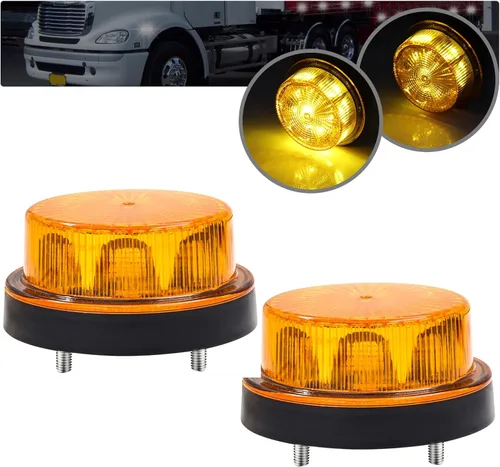 Luz estroboscópica LED de advertencia, luz estroboscópica intermitente, 12 V 24 V, mini faro estroboscópico redondo en la azotea, amarillo claro