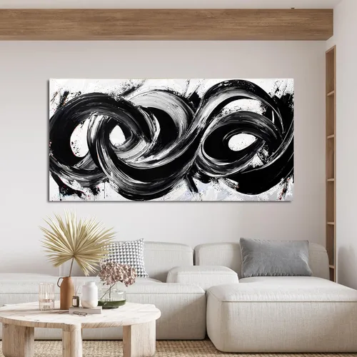 Miniatura 2 de Arte abstracto de pared para sala de estar, lienzo abstracto, decoración de pared, impresiones artísticas grandes en blanco y negro, arte de pared