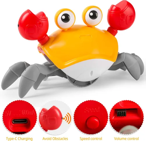 Miniatura 5 de Juguete de Cangrejo que Gatea para Bebés Infantil: Juguetes para Tiempo de Barriga para Bebés de 3 6 9 12 18 24 36 Meses, Cangrejo que Camina