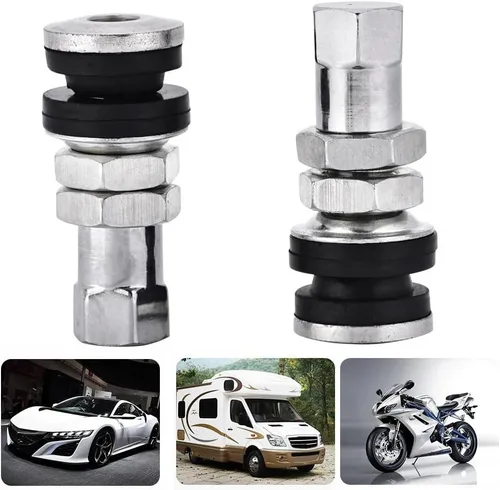 Miniatura 9 de 10Pack Metal Valve Stems TR161 Car Truck Bolt in Tire Tyre Valve Short Stems with Dust Cap Black for ATV Car Go-Kart Boat Trailer Motorcycle